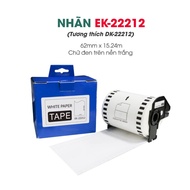 Printed label EK-22212 (65mm x 15.24m) / Black text on white background / Compatible with Brother DK