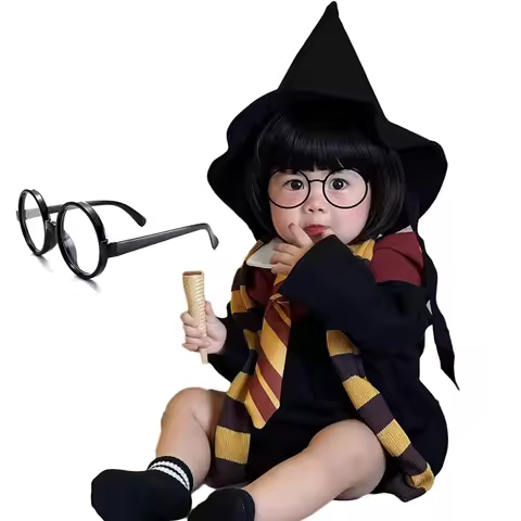 2026 New Arrival Newborn Phonto Clothing Infant Boy Student Magician Wizard Halloween Fancy Dress Up