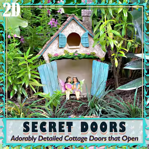 Miniature Fairy Gnome Door Figurines Elf Home For Yard Art Garden Tree Sculpture Statues Decor Outdo