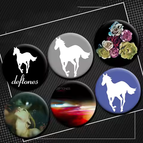 White Pony Around The Fur Ohms Deftones Soft Button Pins Creative Badge Tinplate Cartoon Brooches fo