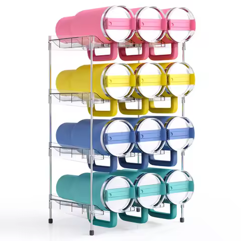 2/3/4 Layers Water Bottle Storage Shelf For Stanley 40oz Adjustable Tumbler Organizer Cabinet Stacka