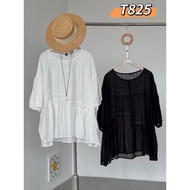 [CA Yanyanjia] (Limited Edition) - #T825-Sleeve Elastic Tencel Cotton Linen Doll Top (7.)