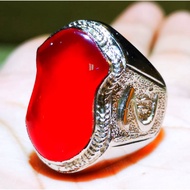 Natural Red Baron Pacitan Chalchedony Ring Terompah Super Kristal