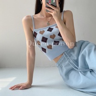 C&M Trend Crop Top for Women Argyle Print Rib-Knit Tank Top