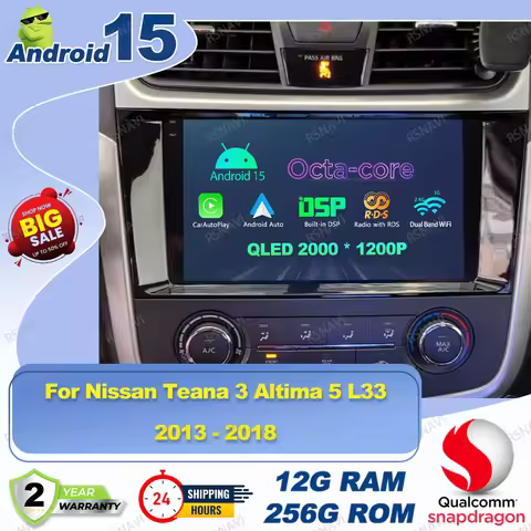 Android 15 Car Radio For Nissan Teana 3 Altima 5 L33 2013 2014 2015 - 2018 Golf Mk4 Jetta Mk6 Tesla 