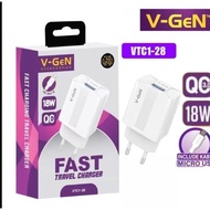 (Original & Warranty) V-GeN VTC1-28 Fast Charging QC 3.0 18W Charger Vgen Charger Adapter/