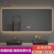 Toilet Smart Mirror Customized Toilet Mirror Touch ScreenledLight-Emitting Makeup Anti-Fog Wall-Mounted Bathroom Mirror