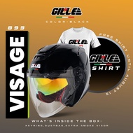 GILLE 893 Visage Half Face Helmet Gold Iridium Inner Visor Motorcycle Helmet