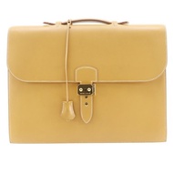 【日本直送】愛馬仕 HERMES Sac A Depeches 38 公事包 Box Calf 皮革 自然黃色 男士【二手】