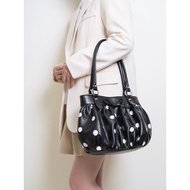 HIATUS Retro Japanese Polka Dot Shoulder Tote Bag Casual Simple Bow Black White Polka Dot Shoulder P