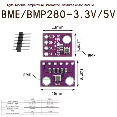 1/5PCS BME280-3.3 5V BME280 BMP280-3.3V Digital Module Temperature Barometric Pressure Sensor Module
