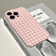 Phone Case Suitable for iPhone 7 8 Plus x xs xr xsmax 11 12 13 14 15 pro max ins Style Korea Film Pink White Blue White Plaid Pattern Hard Case Shock-resistant Precision Hole All-Inclusive Phone Case Shell KQIB