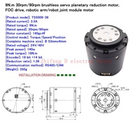 9N.m 30rpm/90rpm brushless servo planetary reduction motor TS5009-36, FOC drive, robotic arm/robot j