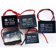 Ready Stock CBB61 Ceiling Fan Capacitor 2 Wires (1uf 1.2 uf 1.5 uf 2uf 2.5 uf 2.7 uf 3uf 3.5 uf 4uf 