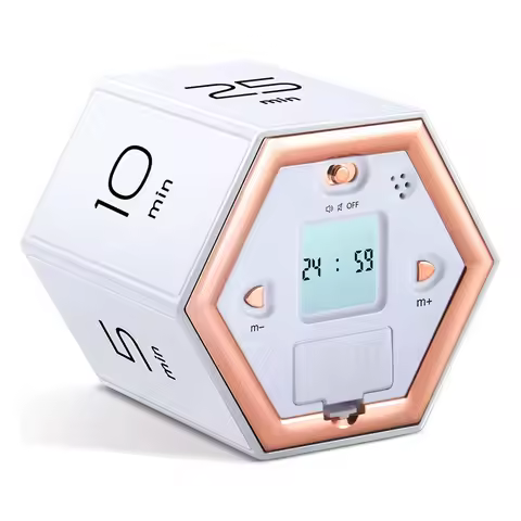 Hexagon Flip Timer With Mute & Alarm Function- Kitchen Timer Easy To Use -Time Management Pomodoro T
