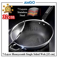 AMGO KATA 7 Layer Full Screen Single Sided 304 Stainless Steel Honey Comb Wok / Kuali Honeycomb Fryi