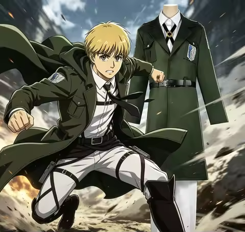 Attack on Titan Cosplay Anime Season 4 Scout Regiment Eren Jager Armin Arlert Navy Green Jacket Hall