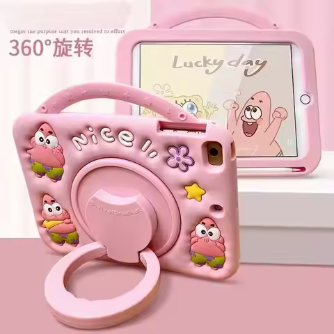 3D Cartoon Patrick Star Silicone Child Tablet Protective Case For IPad 10 9 8 7th Generation Air Min