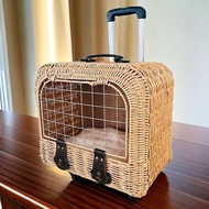 Trolley Case Cat Bag Out Portable Rattan Cat Trolley Breathable Cat Cage Cat Box Out Box Pet Trolley