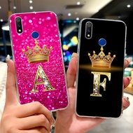 For Realme 3 Pro Case RMX1851 Clear Cute Fashion A-Z Letters Crown Painted Soft TPU Back Cover For R