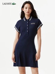 LACOSTE女裝26夏季新款條紋飾邊Polo領網球連衣裙