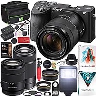 Sony a6600 Mirrorless 4K APS-C Camera + 2 Lens Kit 18-135mm + 55-210mm ILCE-6600MB Bundle with Deco Gear Case + Extra Battery + Flash + Wide Angle &amp; Telephoto Lens + Filter Kit + 64GB &amp; Accessories