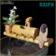 SZIPX หลอดของตกแต่งฮวงจุ้ยไม้ไผ่รีไซเคิลน้ำสำหรับพิพิธภัณฑ์สัตว์น้ำน้ำพุตัวกรองรางน้ำหินโต๊ะสำนักงานตกแต่ง Xoip