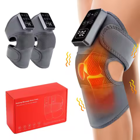 Rechargeable Heated and Vibration Knee Massager Electric 5 Levels Knee Heating Pad, Massage Relaxati