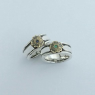 [Mt.hill] Point Gold Rose Silver Wide Ring Sapphire Emerald Arc Men Women Couples Gifts Couple Rings