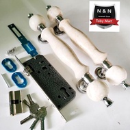 Tarikan Pintu rumah 1set KUNCI Handle pintu rumah 32cm / Gagang pintu Batu Marmer Stainless 32cm
