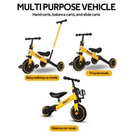 New Kids 4-in-1 Baby Tricycle With Push Handle Kids Bycycle Stroller Bicycle Toddler Balance Bike