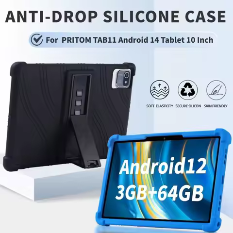 For PRITOM TAB11 Android 14 Tablet, 10 Inch Shockproof Cover Android 13 Tablet Kids Soft Silicon Sta