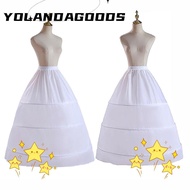 YOLA Underskirt Crinoline, White Long Petticoat, 3-Hoops Ball Gown Petticoats