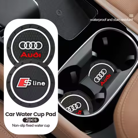 2pcs Car Auto Water Cup Slot Non-Slip Mat Accessories For Audi Sline A1 A3 A4 A5 A6 A7 A8 Q2 Q3 Q5 Q
