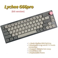 2023 New！Lychee G66/G66pro V2 barebone kit RGB hot swappable Mechanical keyboard South face Tri-mode