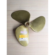 MIKASA 14 inch Brass Pomfret Leaf Boat Fan Propeller Wheel 1 inch Axle