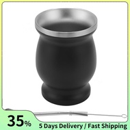 Yerba Mate Gourd Set Double-Wall Stainless  Tea Cup and Bombilla 8 Ounces Bombillas Yerba Mate Straw