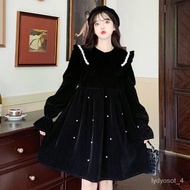 💕FLASH SALE💟Large Size Women's Clothing Spring and Autumn New FatMMLarge Lapel Slim Fit Slimming Velvet Dress Fashionabl