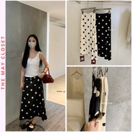 [Available Black S] TheMay x WGWE/ WG.WE 8649 Polka Dot Silk Skirt Flattering A-Line Long Skirt