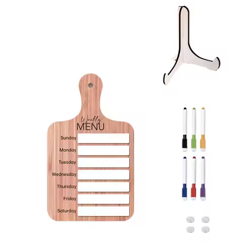 Note Board Magnetic Fridge Meal Planner Wood with Pen Food Planning Board Weekly Food Menu Board Hom