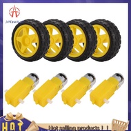 【jcyepw3j】4PCS DC Electric Motor + Plastic TT Motor Tire Wheel Dual Shaft Gear Motor TT for Smart Ca