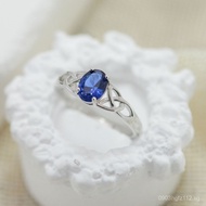 S925Women's Wedding Ring Luxurious Pure Silver Personality Ring Ring Oval-shaped Elegant and Simple 