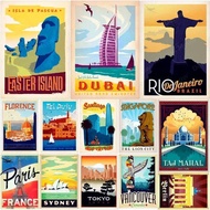 Singapore Sydney Berlin Metal Signs Travel Cities Landscape Poster Bar Cafe Home Decor Dubai France 