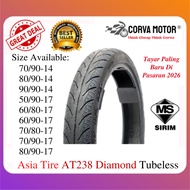 Corva Motor Asia Tire Tubeless Tyre At238 80/90-14, 50/90-17, 60/80-17, 60/90-17, 70/90-17, 80/90-17