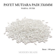 [100 GRAM] White Rice Pearl Sequins 3x6mm / Rice Beads / Rice Beads / White Rice Pearl Beads Grade A