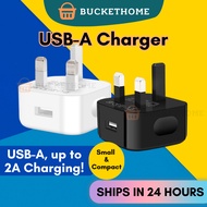 [SG Seller]  3-Pin USB-A Plug UK USB Adapter Wall Charger Smartphone Charger Smarthome smart device 10W