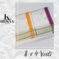 8X4 KRISHNA JARI COLOUR VESHTI | KINGFISHER PRAYER VESHTI