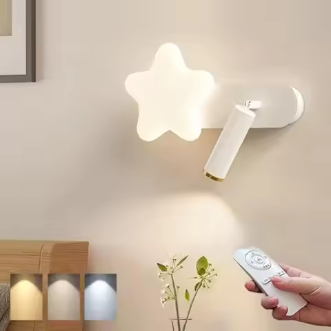 LED Children Wall Lamp with Remote Control Star Wall Spotlight Rotatable180° Reading Lamp Night Ligh