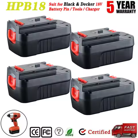 1/2/4 Pcs 4.8Ah 18Volt HPB18 Replacement for Black + Decker Battery 244760-00 A1718 FS18FL FSB18 18 
