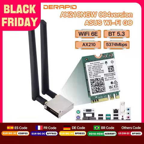 Intel AX210 ASUS WiFi Go Network Adapter WiFi 6E Wireless Bluetooth 5.3 5374Mbps WiFi Card For Asus 